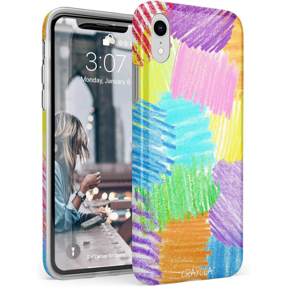 imageCasely iPhone XR Case  in Formation  Metallic Blue Camo  Classic Ultra Slim DesignScribble Me That  Crayola Rainbow Pencil