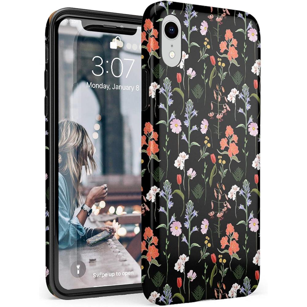 imageCasely iPhone XR Case  in Formation  Metallic Blue Camo  Classic Ultra Slim DesignSecret Garden  Mixed Floral