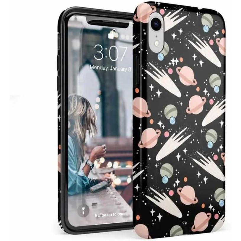 imageCasely iPhone XR Case  in Formation  Metallic Blue Camo  Classic Ultra Slim DesignTo The Moon  Back  Outer Space