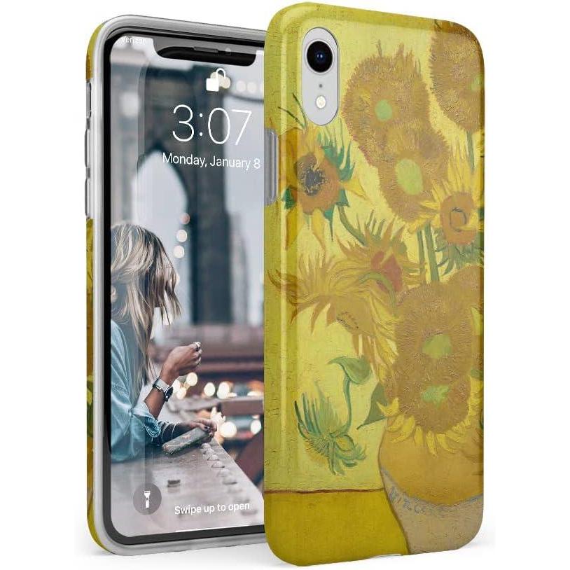 imageCasely iPhone XR Case  in Formation  Metallic Blue Camo  Classic Ultra Slim DesignVan Gogh  Sunflowers Floral