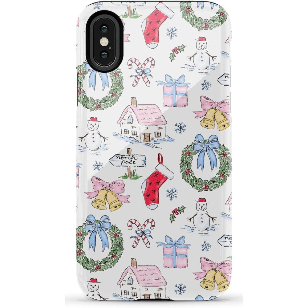 imageCasely iPhone XXS Case  Cupids Canvas  Periwinkle Floral  Essential Slim DualLayer Protective DesignChristmas Morning  Vintage Cartoon
