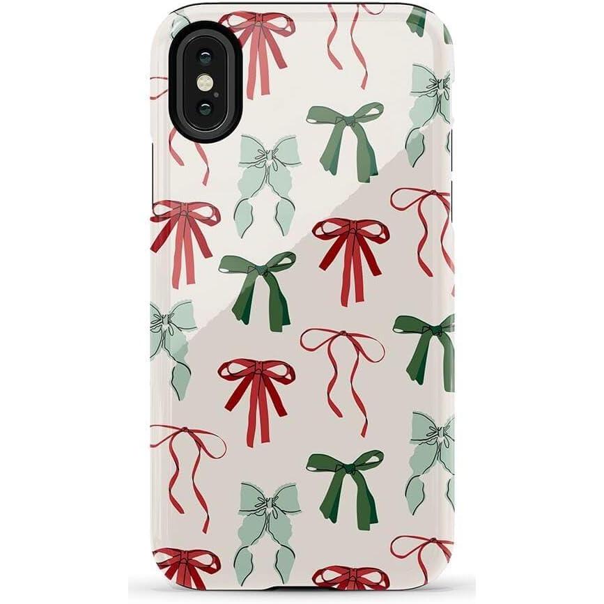 imageCasely iPhone XXS Case  Cupids Canvas  Periwinkle Floral  Essential Slim DualLayer Protective DesignFestive Girlie  Holiday Bows