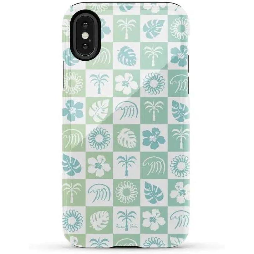 imageCasely iPhone XXS Case  Cupids Canvas  Periwinkle Floral  Essential Slim DualLayer Protective DesignPura Vida  Coastal Checkers
