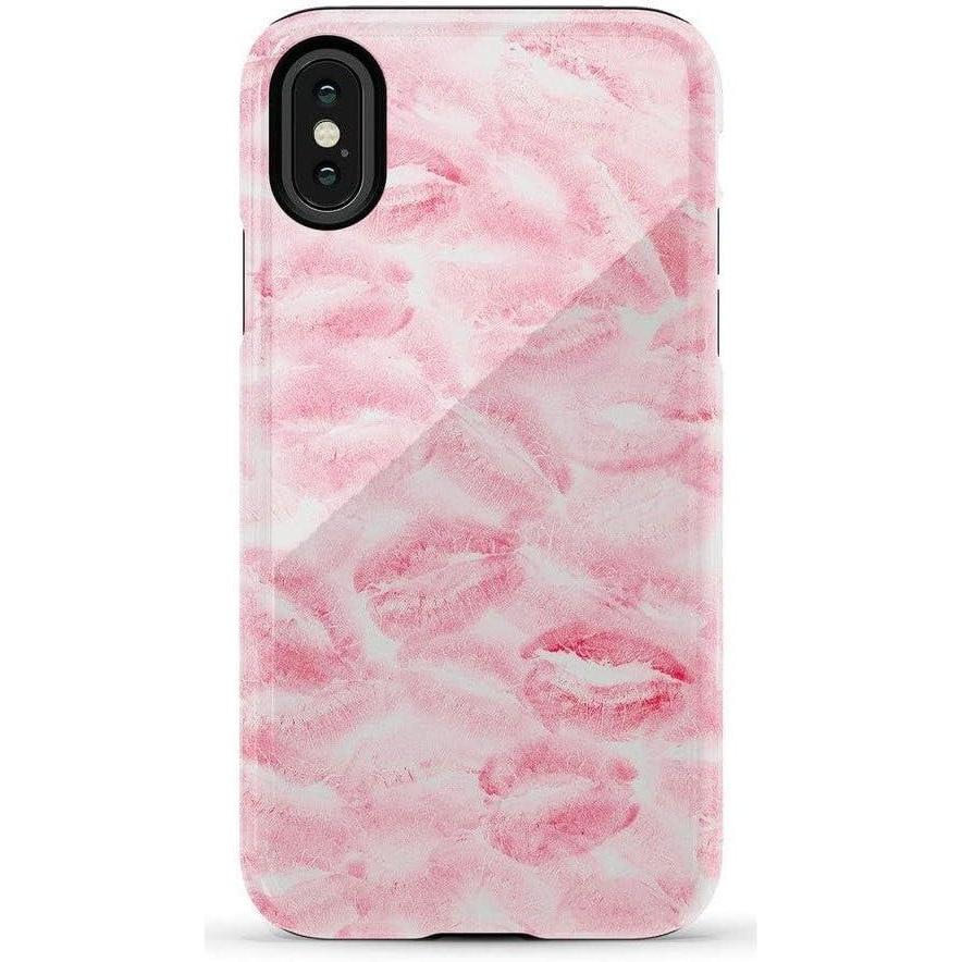 imageCasely iPhone XXS Case  Cupids Canvas  Periwinkle Floral  Essential Slim DualLayer Protective DesignSealed with a Kiss  Pink Lipstick