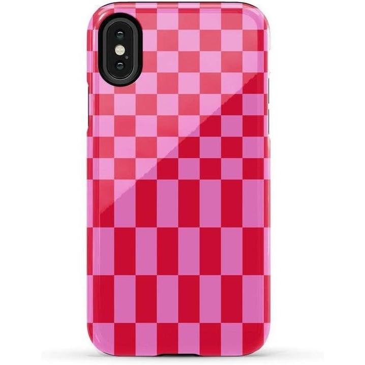 imageCasely iPhone XXS Case  Cupids Canvas  Periwinkle Floral  Essential Slim DualLayer Protective DesignVibe Check  Pink Checkerboard