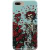 Grateful Dead Skeleton Floral Red Roses on Teal