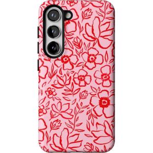 Casely Galaxy S23 Plus Case | Cherry on Top | Red Cherries | Essential Slim Dual-Layer Protective Design(Blush Garden | Floral Doodle)