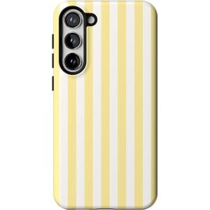 Casely Galaxy S23 Plus Case | Cherry on Top | Red Cherries | Essential Slim Dual-Layer Protective Design(Butter Yellow Stripes | Sunday Best)