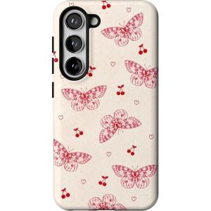 Casely Galaxy S23 Plus Case | Cherry on Top | Red Cherries | Essential Slim Dual-Layer Protective Design(Heart Flutters | Butterfly)
