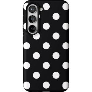 Casely Galaxy S23 Plus Case | Cherry on Top | Red Cherries | Essential Slim Dual-Layer Protective Design(High Contrast | Black Polka Dot)