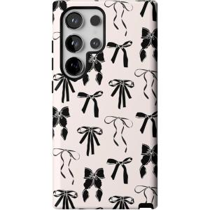 Casely Galaxy S24 Ultra Case | That’s Amore | Valentine’s | Essential Slim Dual-Layer Protective Design(Goth Girlie | Black Bows)