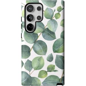 Casely Galaxy S24 Ultra Case | That’s Amore | Valentine’s | Essential Slim Dual-Layer Protective Design(Leaf Me Alone | Green Floral Print)