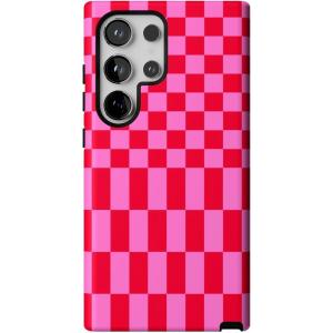 Casely Galaxy S24 Ultra Case | That’s Amore | Valentine’s | Essential Slim Dual-Layer Protective Design(Vibe Check | Pink Checkerboard)