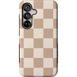 Casely Galaxy S25 Case | Hanging Around | Potted Plants Floral | Bold Protective Design | Compatible with MagSafe(Fit Check | Neutral Checkerboard)