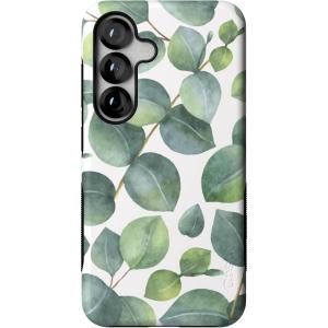 Casely Galaxy S25 Case | Hanging Around | Potted Plants Floral | Bold Protective Design | Compatible with MagSafe(Leaf Me Alone | Green Floral Print)