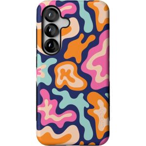 Casely Galaxy S25 Case | Hanging Around | Potted Plants Floral | Bold Protective Design | Compatible with MagSafe(Midnight Color Splash | Abstract Retro)