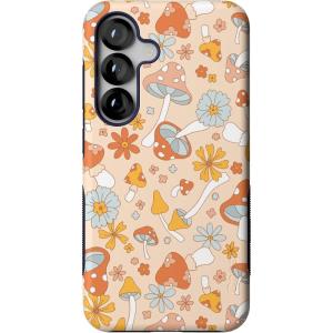 Casely Galaxy S25 Case | Hanging Around | Potted Plants Floral | Bold Protective Design | Compatible with MagSafe(Mushroom Magic | Retro Floral)