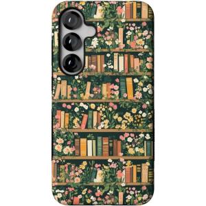 Casely Galaxy S25 Plus Case | Lucky You | Shamrock | Bold Protective Design | Compatible with MagSafe(Book Nook | Floral Library)