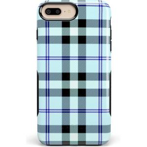Casely iPhone 6/7/8 Plus Case | Pura Vida | Tropical Dreams | Essential Slim Dual-Layer Protective Design(As if! Light Blue Plaid)