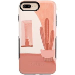 Casely iPhone 6/7/8 Plus Case | Pura Vida | Tropical Dreams | Essential Slim Dual-Layer Protective Design(Desert Daze | Peachy Cactus)