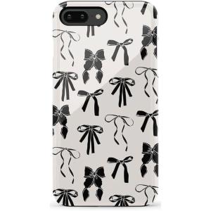 Casely iPhone 6/7/8 Plus Case | Pura Vida | Tropical Dreams | Essential Slim Dual-Layer Protective Design(Goth Girlie | Black Bows)