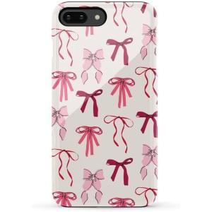 Casely iPhone 6/7/8 Plus Case | Pura Vida | Tropical Dreams | Essential Slim Dual-Layer Protective Design(Lover Girlie | Pink Bows)