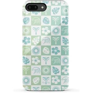 Casely iPhone 6/7/8 Plus Case | Pura Vida | Tropical Dreams | Essential Slim Dual-Layer Protective Design(Pura Vida | Coastal Checkers)