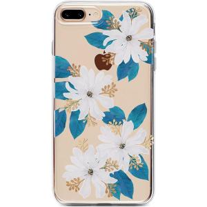 Casely iPhone 6/7/8 Plus Case | Something’s Fishy | Navy Blue & Yellow Fish Print | Classic Ultra Slim Design(Blue and Gold Clear Floral)