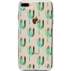 Casely iPhone 6/7/8 Plus Case | Something’s Fishy | Navy Blue & Yellow Fish Print | Classic Ultra Slim Design(Cactus Patterned Clear Floral)