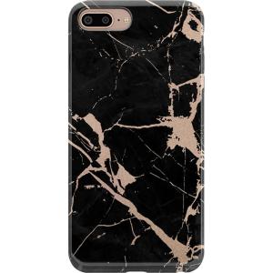 Casely iPhone 6/7/8 Plus Case | Something’s Fishy | Navy Blue & Yellow Fish Print | Classic Ultra Slim Design(Cracked Rose Gold Black Marble)