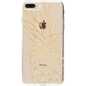 Casely iPhone 6/7/8 Plus Case | Something’s Fishy | Navy Blue & Yellow Fish Print | Classic Ultra Slim Design(Shiny Gold Pineapple Clear)
