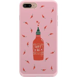 Casely iPhone 6/7/8 Plus Case | Something’s Fishy | Navy Blue & Yellow Fish Print | Classic Ultra Slim Design(Spicy AF | Pink Chili Hot Sauce)