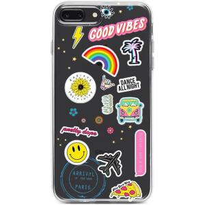 Casely iPhone 6/7/8 Plus Case | Something’s Fishy | Navy Blue & Yellow Fish Print | Classic Ultra Slim Design(Stuck on U | Festival Sticker Floral)