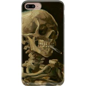Casely iPhone 6/7/8 Plus Case | Something’s Fishy | Navy Blue & Yellow Fish Print | Classic Ultra Slim Design(Van Gogh | Skull of a Skeleton with Burning Cig)