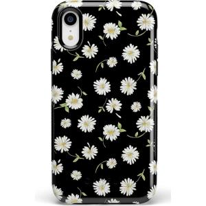 Casely iPhone XR Case | Goth Girlie | Black Bows | Essential Slim Dual-Layer Protective Design(27 Daisy Daydream Black Floral)
