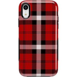 Casely iPhone XR Case | Goth Girlie | Black Bows | Essential Slim Dual-Layer Protective Design(As if! | Red Plaid)