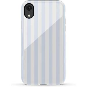 Casely iPhone XR Case | Goth Girlie | Black Bows | Essential Slim Dual-Layer Protective Design(Blue Stripes | Sunday Best)