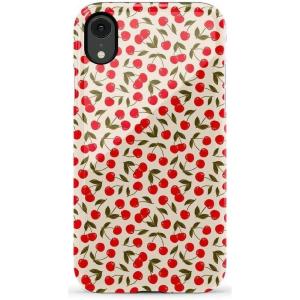 Casely iPhone XR Case | Goth Girlie | Black Bows | Essential Slim Dual-Layer Protective Design(Cherry on Top | Red Cherries)