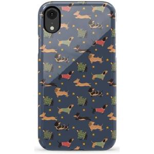 Casely iPhone XR Case | Goth Girlie | Black Bows | Essential Slim Dual-Layer Protective Design(Dashing Doxies | Dachshund Dog)