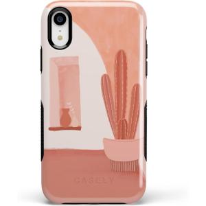 Casely iPhone XR Case | Goth Girlie | Black Bows | Essential Slim Dual-Layer Protective Design(Desert Daze | Peachy Cactus)