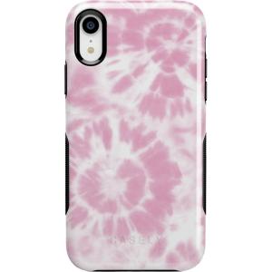 Casely iPhone XR Case | Goth Girlie | Black Bows | Essential Slim Dual-Layer Protective Design(Down for Whatever | Light Pink Tie Dye)