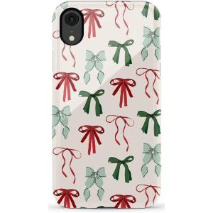 Casely iPhone XR Case | Goth Girlie | Black Bows | Essential Slim Dual-Layer Protective Design(Festive Girlie | Holiday Bows)