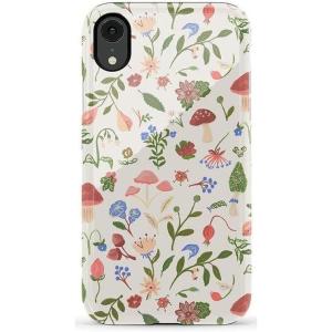Casely iPhone XR Case | Goth Girlie | Black Bows | Essential Slim Dual-Layer Protective Design(Garden Party | Mushroom Floral)