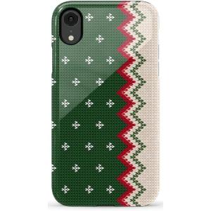 Casely iPhone XR Case | Goth Girlie | Black Bows | Essential Slim Dual-Layer Protective Design(Grandpa’s Sweater | Holiday Knit)