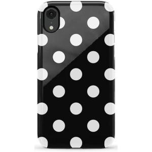 Casely iPhone XR Case | Goth Girlie | Black Bows | Essential Slim Dual-Layer Protective Design(High Contrast | Black Polka Dot)