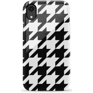 Casely iPhone XR Case | Goth Girlie | Black Bows | Essential Slim Dual-Layer Protective Design(Houndstooth | High Contrast Design)