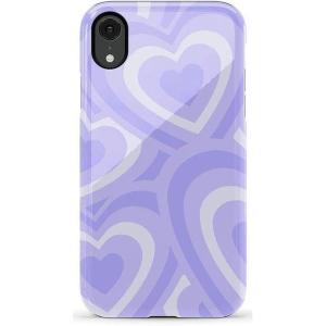 Casely iPhone XR Case | Goth Girlie | Black Bows | Essential Slim Dual-Layer Protective Design(Love Song | Lavender Heart)