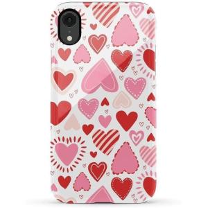 Casely iPhone XR Case | Goth Girlie | Black Bows | Essential Slim Dual-Layer Protective Design(Love Struck | Heart Stickers)