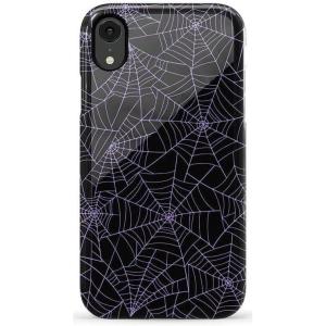 Casely iPhone XR Case | Goth Girlie | Black Bows | Essential Slim Dual-Layer Protective Design(Midnight Web | Spider Web)