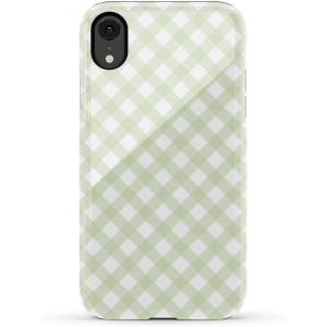 Casely iPhone XR Case | Goth Girlie | Black Bows | Essential Slim Dual-Layer Protective Design(Mint Lattice | Sunday Best)